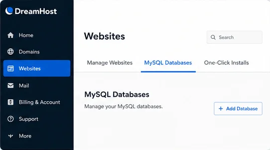 backup dreamhost database