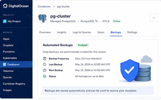 backup DigitalOcean database automatically