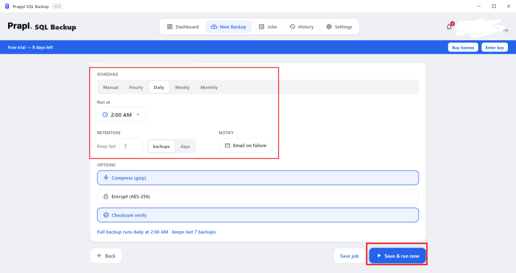 Configure backup settings