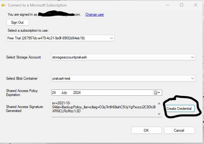 create sql server credentials