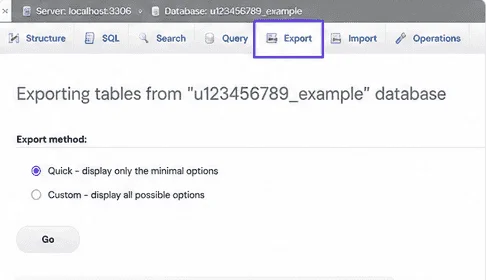Click the Export tab