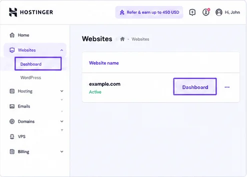 hostinger database backup