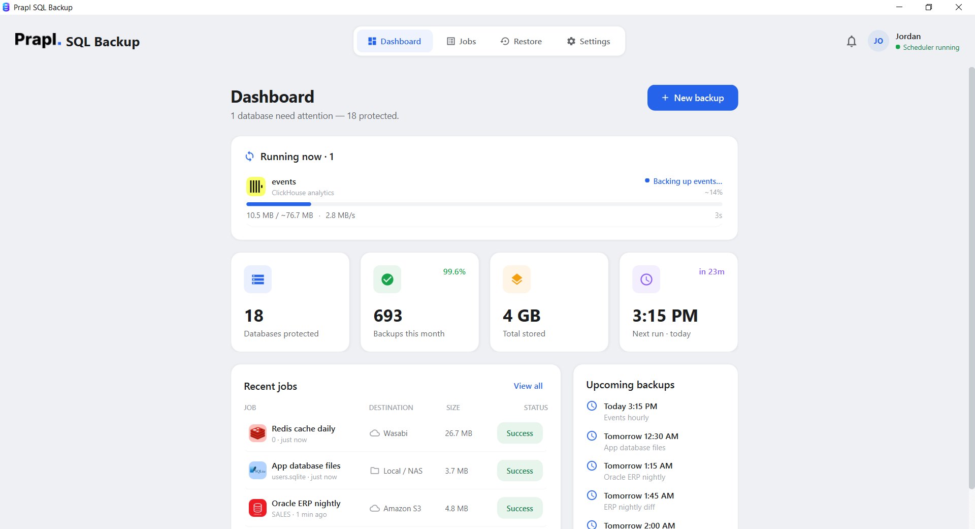 clickhouse backup tool running a scheduled backup of an analytics database