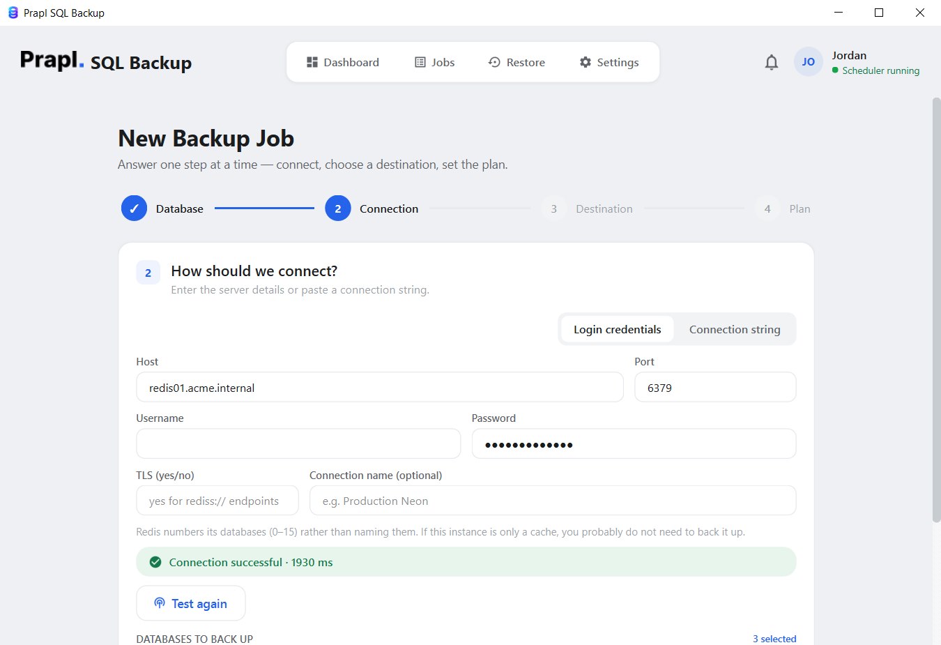 connect to redis server and list numbered databases